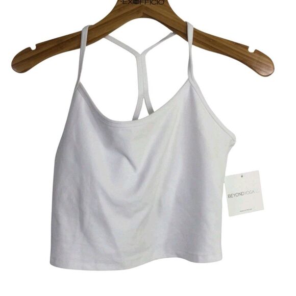 Beyond Yoga Women's Cropped Racerback Tank Top Sleeveless White Size XL NWT - Picture 1 of 16